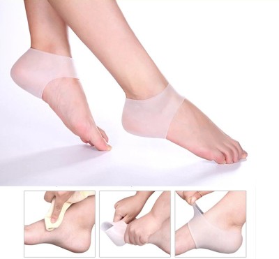 infinity deal Silicone jND=-KS585 Gel Heel Socks with Hole 1 Pair for Dry Hard Foot ,(white) Heel Support(White)