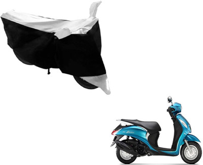 MOCKHE Two Wheeler Cover for Yamaha(Fascino, Black, Silver)