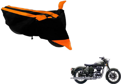 Amanzo Two Wheeler Cover for Royal Enfield(Battle Green, Black, Orange)