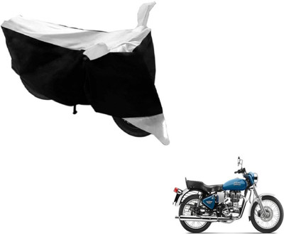 MOCKHE Two Wheeler Cover for Royal Enfield(Black, Silver)