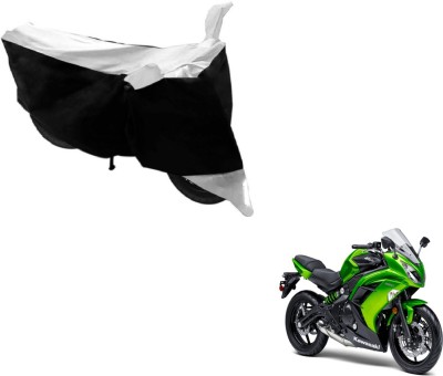 MOCKHE Two Wheeler Cover for Kawasaki(Ninja, Black, Silver)