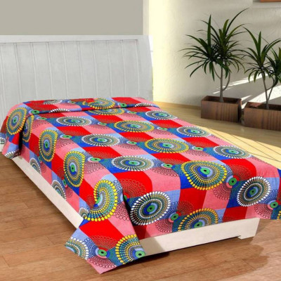 HSR Collection 144 TC Microfiber Single 3D Printed Flat Bedsheet(Pack of 1, Multicolor)