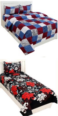 Shaurya 150 TC Cotton Double Printed Flat Bedsheet(Pack of 2, Multicolor)