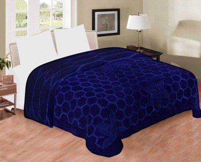 Swikon star Floral Double Mink Blanket for  Heavy Winter(Polyester, Blue)