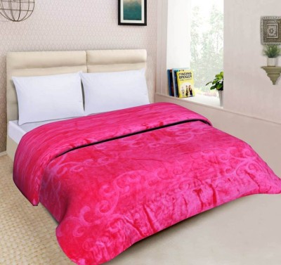 Changers Floral Double Mink Blanket for  Heavy Winter(Polyester, Pink)