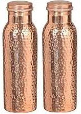 AC Anand Crafts HAMMERED COPPER BOTTLE 1000 ml Bottle(Pack of 2, Brown, Copper)