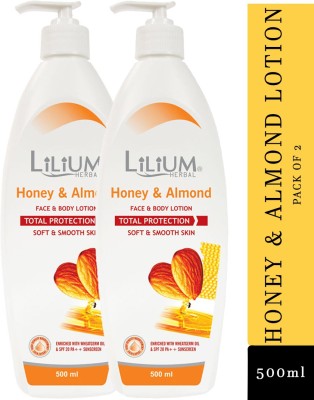 LILIUM Herbal Honey & Almond Moisturizer Body Lotion Face Wash(500 ml)