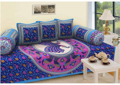 Keyline Cotton Damask Diwan Set(Multicolor)