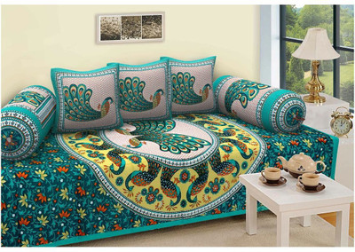 Keyline Cotton Damask Diwan Set(Multicolor)