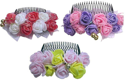 Unique Indian Crafts Comb pin for hairs with multicolours (Sku-UIC-FA-CP-129) Back Pin(Multicolor)