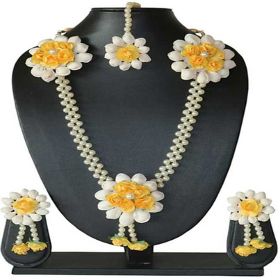 style revolver Fabric Yellow, White Jewellery Set(Pack of 1)
