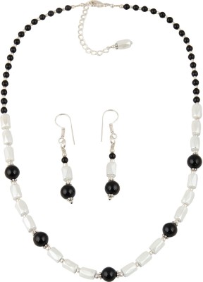 Pearlz Ocean Alloy Silver Black, White Jewellery Set(Pack of 1)