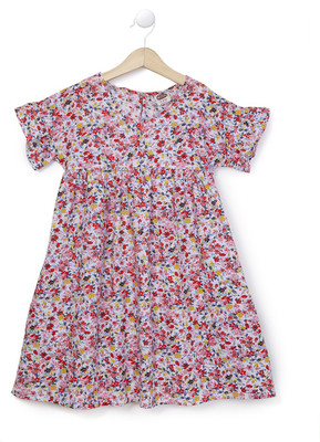 Cub McPaws Girls Midi/Knee Length Casual Dress(Multicolor, Short Sleeve)