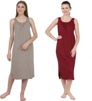 Blazon Women Nighty Set(Grey, Maroon)