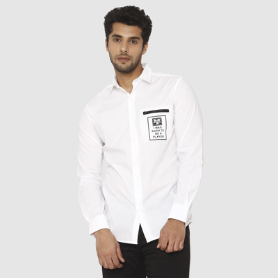 Mufti Men Printed Casual White Shirt