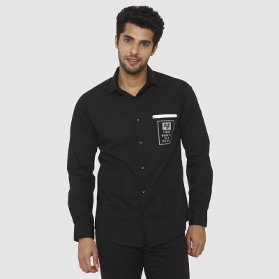 Mufti Men Printed Casual Black Shirt