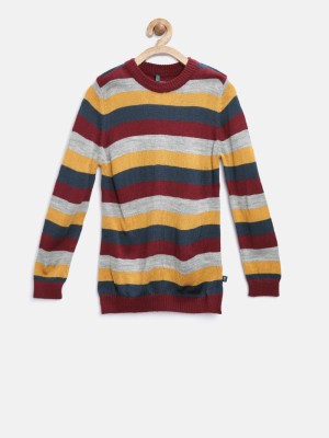 United Colors of Benetton Striped Round Neck Casual Boys Multicolor Sweater at flipkart