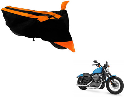 Amanzo Two Wheeler Cover for Harley Davidson(XL 1200, Black, Orange)