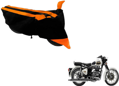 Amanzo Two Wheeler Cover for Royal Enfield(Classic 350, Black, Orange)