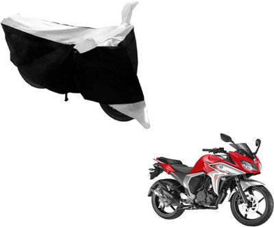 MOCKHE Two Wheeler Cover for Yamaha(Fazer, Black, Silver)