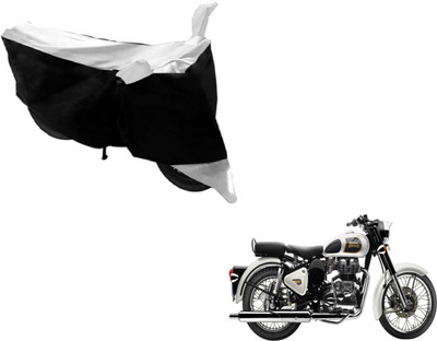 MOCKHE Two Wheeler Cover for Royal Enfield(Classic 350, Black, Silver)