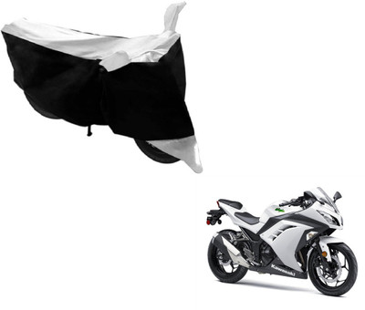 MOCKHE Two Wheeler Cover for Kawasaki(Ninja 300, Black, Silver)
