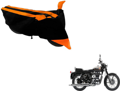 Amanzo Two Wheeler Cover for Royal Enfield(Bullet 350, Black, Orange)