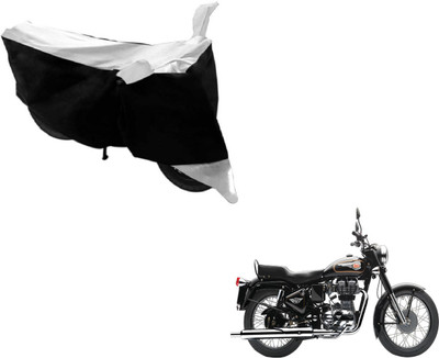 MOCKHE Two Wheeler Cover for Royal Enfield(Bullet 350, Black, Silver)
