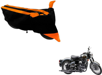 Amanzo Two Wheeler Cover for Royal Enfield(Classic 500, Black, Orange)