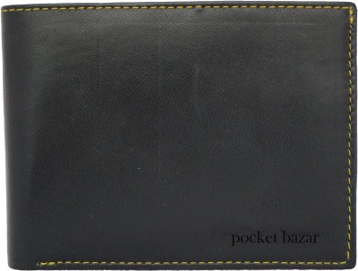 pocket bazar Men Casual, Formal Black Genuine Leather Wallet(3 Card Slots)