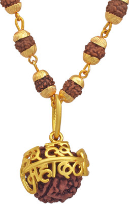 Omkar Jewel Rudrakasha Pendant With Rudrakasha Mala/Chain Gold-plated Brass Pendant