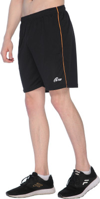 B-Tuf Solid Men Black, Orange Sports Shorts