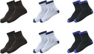 RAJAVI Men & Women Color Block, Solid Ankle Length(Pack of 6)