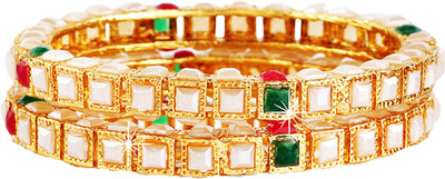 YELLOW CHIMES Copper Gold-plated Bangle Set(Pack of 2)