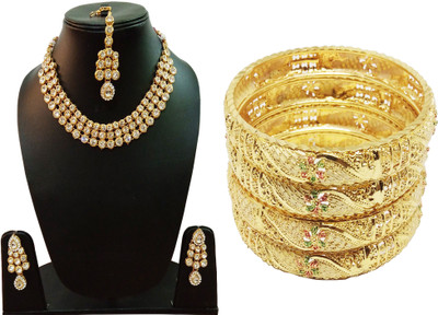 Chrishan Stone, Alloy Gold-plated Gold, White Jewellery Set(Pack of 1)