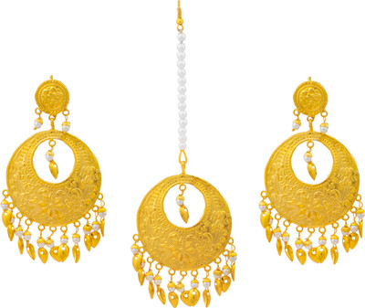 Shining Jewel Brass Gold-plated Gold, White Jewellery Set(Pack of 1)