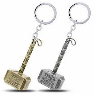 SF metal marvel Thor Hammer combo keychain Locking Key Chain (Silver, Gold) Key Chain