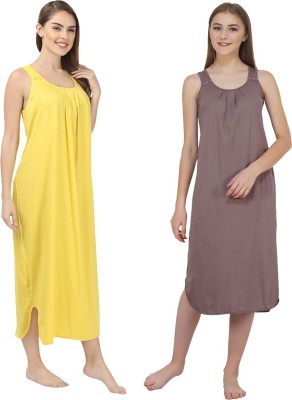 Blazon Women Nighty(Grey, Yellow)