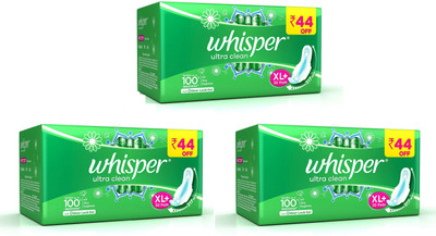 Whisper Ultra Clean XL Plus Sanitary Pads ( Pack of 3 ) Sanitary Pad(Pack of 90)