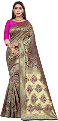 Kuki Fashion Embellished Banarasi Art Silk Saree(Gold)