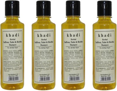 KHADI Pure Herbal Saffron, Tulsi & Reetha Shampoo (Pack of 4)(840 ml)