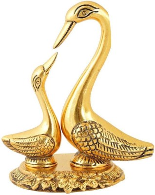 Metal Handicrafts Swan Pair / Kissing Duck Decorative Showpiece  -  14 cm(Aluminium, Multicolor)