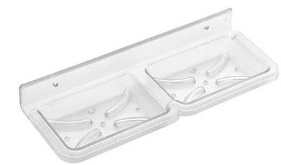 KEEPWELL Anti-Rust Unbreakable Plastic Double Soap Dish / Soap Stand(White)