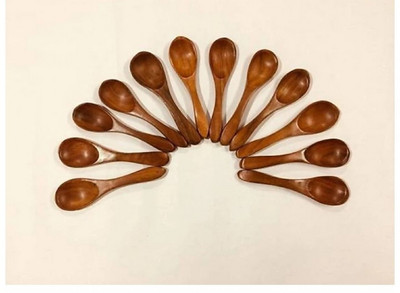 k j traders WOODEN SPOON SET OF 12 Wooden Serving Spoon Set(Pack of 12)