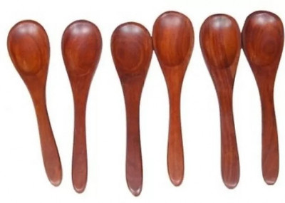 k j traders WOODEN SPOON SET OF 6 Wooden Serving Spoon Set(Pack of 6)