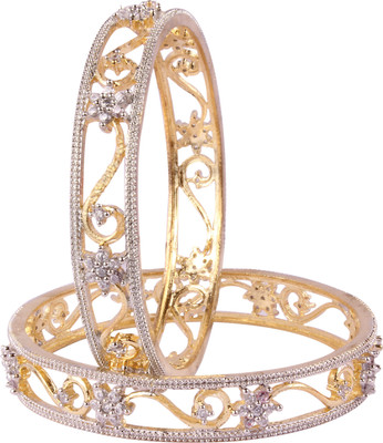 Shiv Jewels Alloy Cubic Zirconia Gold-plated Bangle(Pack of 2)