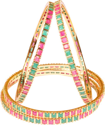 Shiv_Jewels Alloy Cubic Zirconia Gold-plated Bangle Set(Pack of 4)