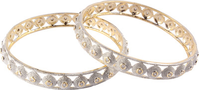 Shiv_Jewels Alloy Cubic Zirconia Gold-plated Bangle(Pack of 2)