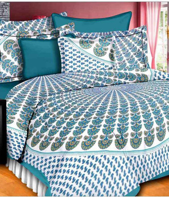 UNIQCHOICE 144 TC Cotton Double Printed Flat Bedsheet(Pack of 1, Multicolor)
