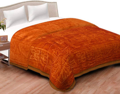 Oshano Solid Double Mink Blanket for  Heavy Winter(Polyester, Light Brown)